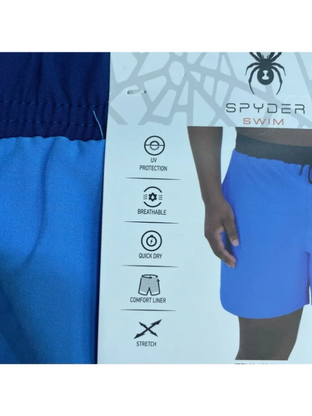 NWT Spyder Swim Men's XXL Blue Swim Shorts With UV Protection Quick Dry